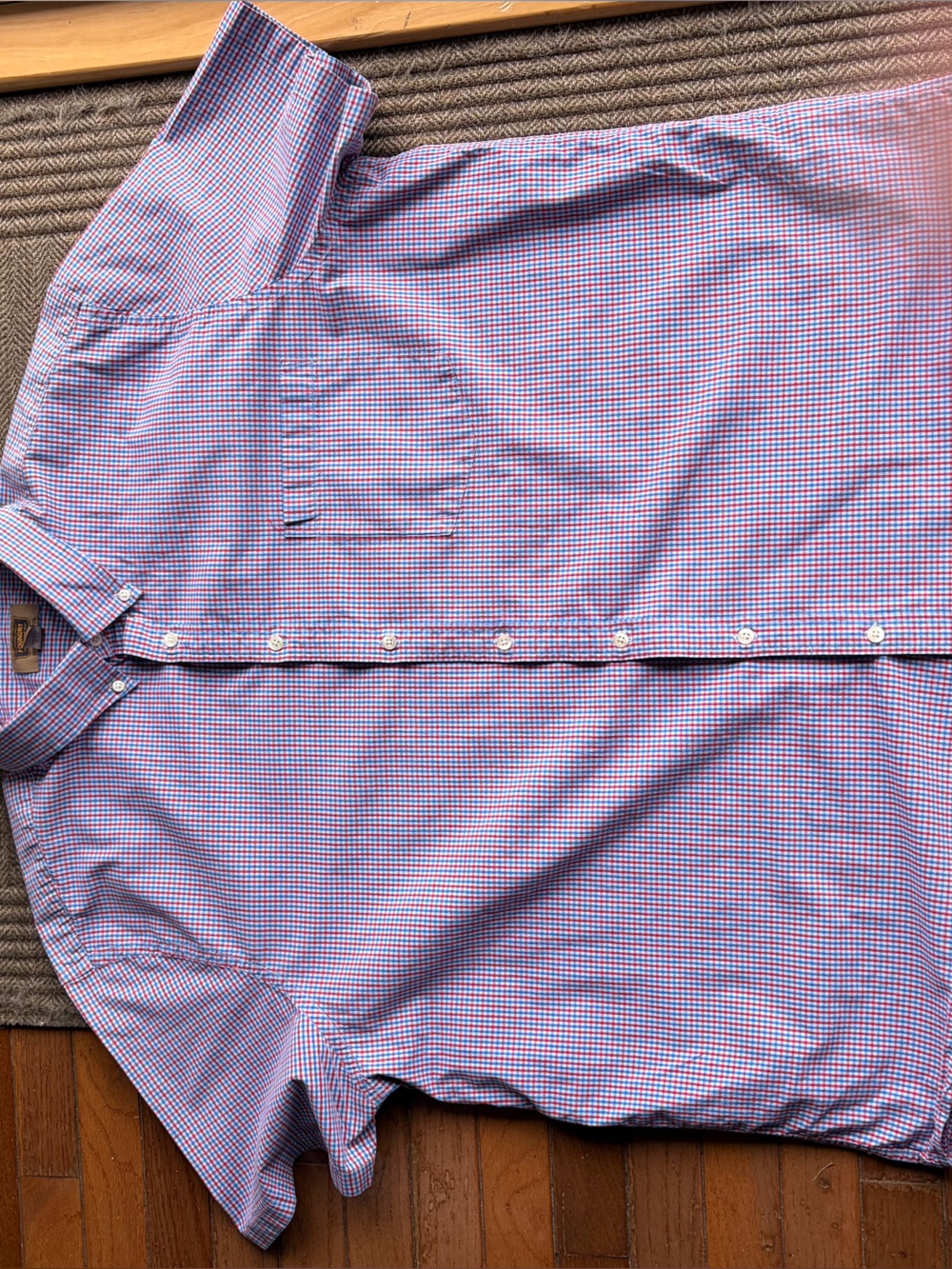 Foundry Men's Red & Blue Gingham Button-Up short sleeve Shirt